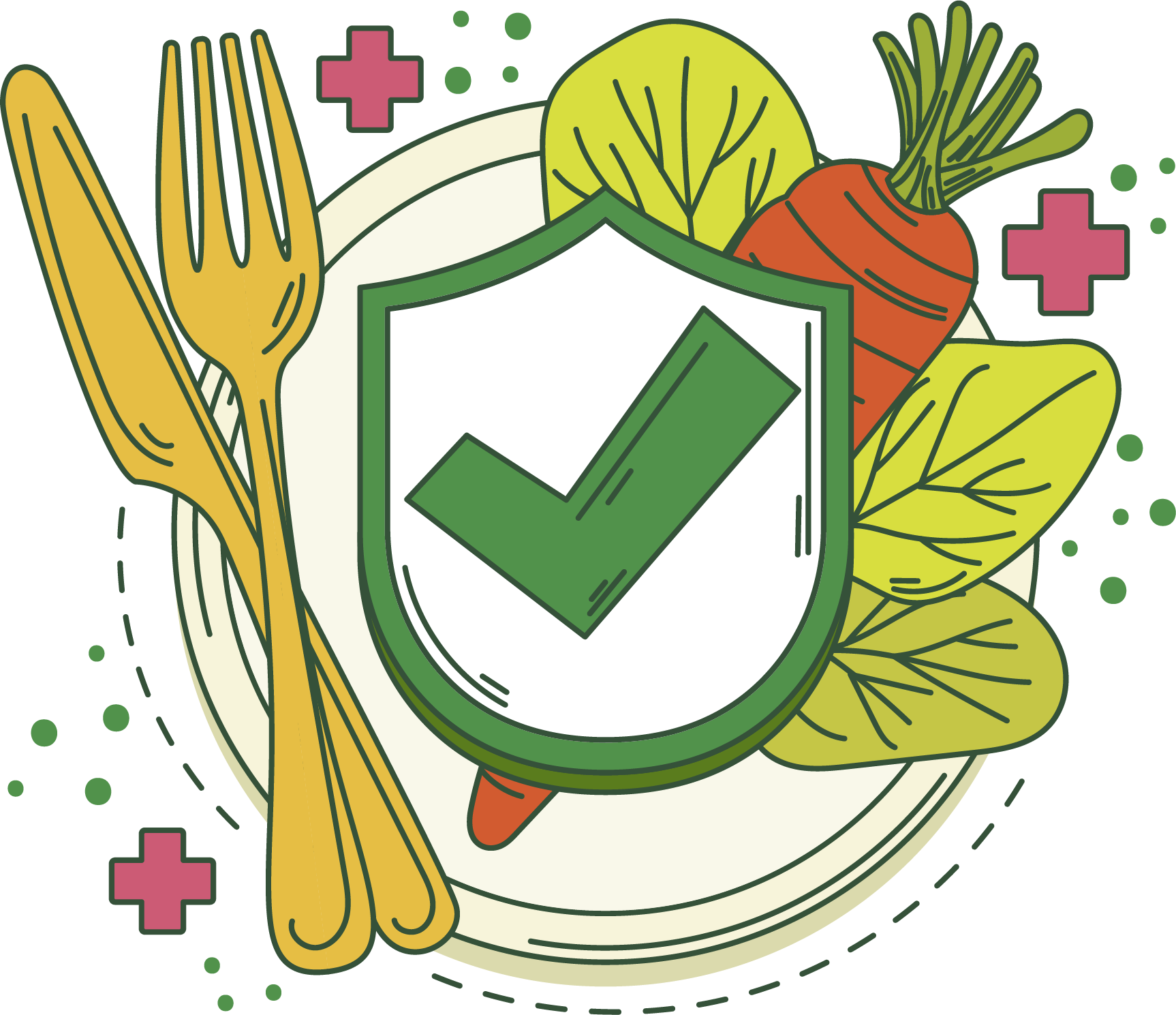 Freshtoday South West school meals food safety illustration showing certified and approved meal preparation standards